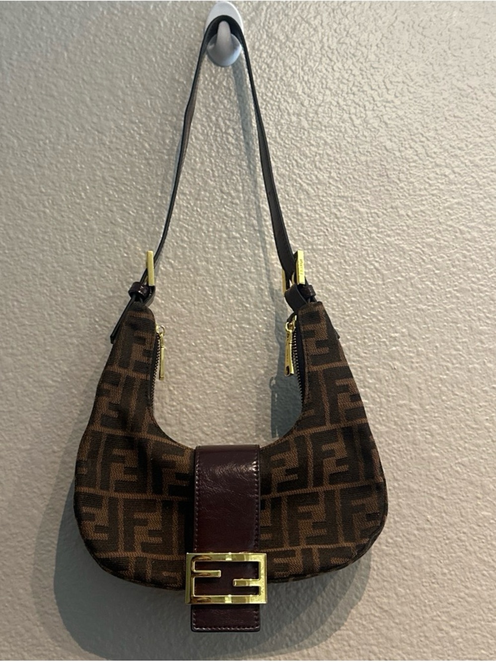 Fendi Zucca FF logo Hobo Shoulder Bag